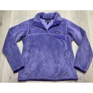 Patagonia Pullover Jacket Women Small Purple‎ Synchilla Re tool Snap T Fleece